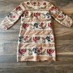 Dolce & Gabbana Floral Patterned Dress with Lace Sleeves